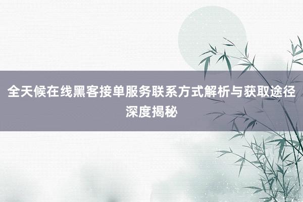 全天候在线黑客接单服务联系方式解析与获取途径深度揭秘