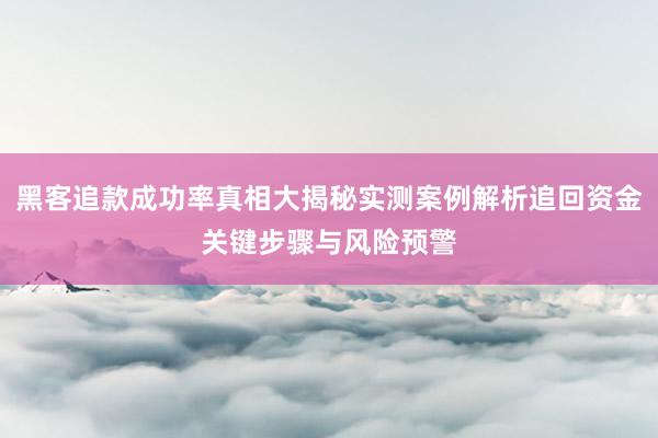 黑客追款成功率真相大揭秘实测案例解析追回资金关键步骤与风险预警
